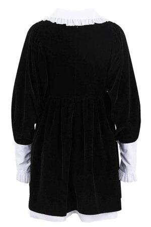 Cute Everyday Outfits, Outfit Inspo Casual Velvet Collar Mini Black Dress