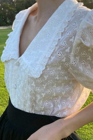 Cute Everyday Outfits, Outfit Inspo Casual Vintage Collar Lace Shirt