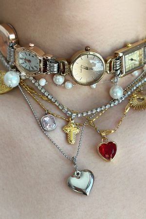 Cute Everyday Outfits, Outfit Inspo Casual Vintage Layered Charm Necklace Set