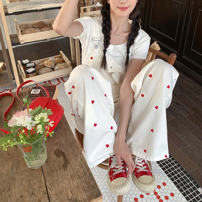 Cute Everyday Outfits, Outfit Inspo Casual Vintage Red Hearts Jumpsuit Cute Everyday Outfits, Outfit Inspo Casual Vintage Red Hearts Jumpsuit