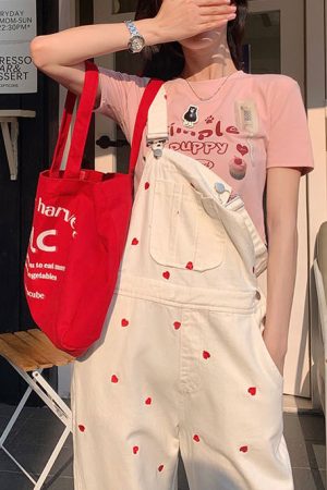 Cute Everyday Outfits, Outfit Inspo Casual Vintage Red Hearts Jumpsuit