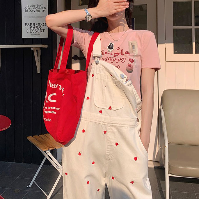 Cute Everyday Outfits, Outfit Inspo Casual Vintage Red Hearts Jumpsuit Cute Everyday Outfits, Outfit Inspo Casual Vintage Red Hearts Jumpsuit