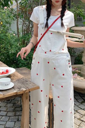Cute Everyday Outfits, Outfit Inspo Casual Vintage Red Hearts Jumpsuit