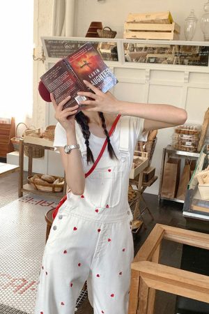 Cute Everyday Outfits, Outfit Inspo Casual Vintage Red Hearts Jumpsuit