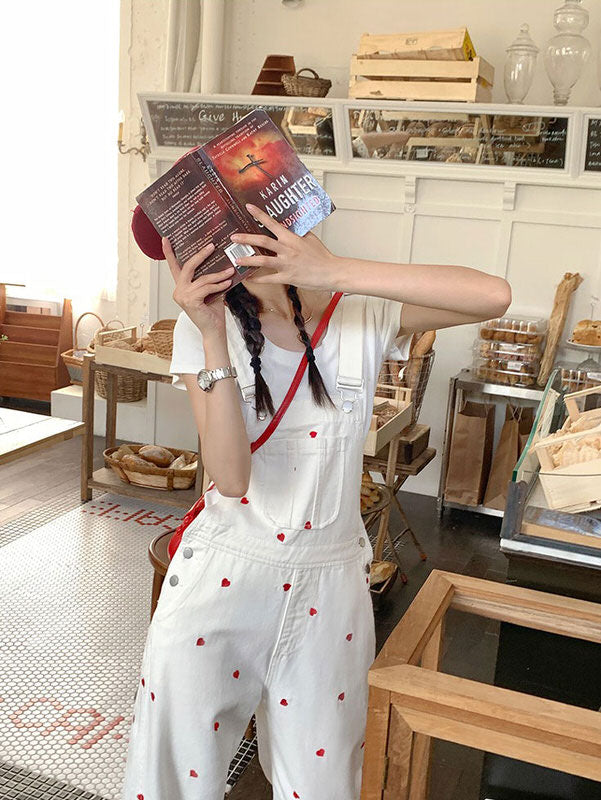 Cute Everyday Outfits, Outfit Inspo Casual Vintage Red Hearts Jumpsuit Cute Everyday Outfits, Outfit Inspo Casual Vintage Red Hearts Jumpsuit