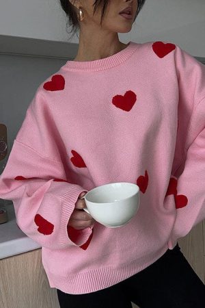 Cute Everyday Outfits, Outfit Inspo Casual Vintage Red Hearts Sweater