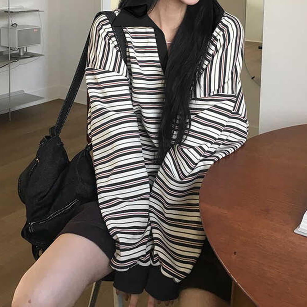 Cute Everyday Outfits, Outfit Inspo Casual Vintage Stripe Polo Sweatshirt Cute Everyday Outfits, Outfit Inspo Casual Vintage Stripe Polo Sweatshirt