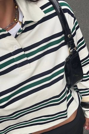 Cute Everyday Outfits, Outfit Inspo Casual Vintage Stripe Rugby Polo