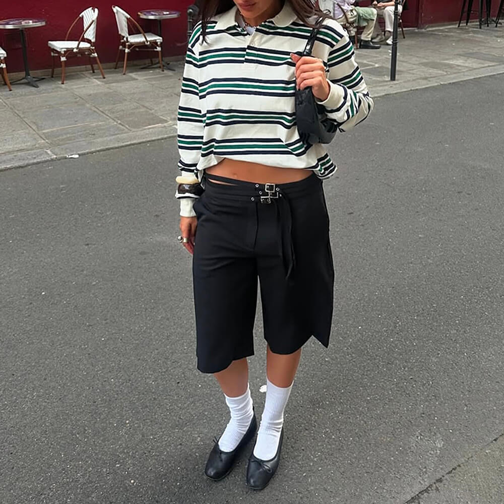 Cute Everyday Outfits, Outfit Inspo Casual Vintage Stripe Rugby Polo Cute Everyday Outfits, Outfit Inspo Casual Vintage Stripe Rugby Polo