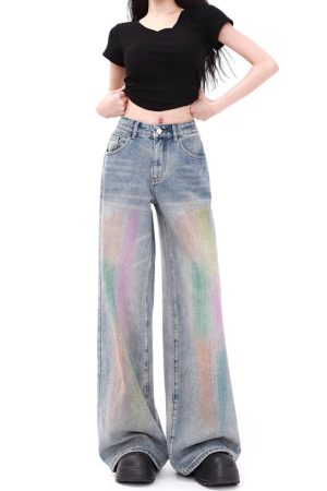 Cute Everyday Outfits, Outfit Inspo Casual Vintage Style Brush Strokes Jeans