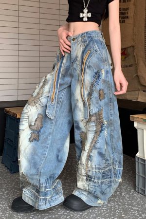 Cute Everyday Outfits, Outfit Inspo Casual Vintage-Style Oversized Sketch Jeans