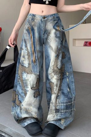 Cute Everyday Outfits, Outfit Inspo Casual Vintage-Style Oversized Sketch Jeans
