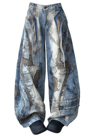 Cute Everyday Outfits, Outfit Inspo Casual Vintage-Style Oversized Sketch Jeans