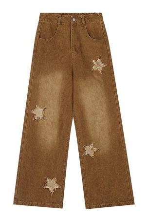 Cute Everyday Outfits, Outfit Inspo Casual Vintage Style Star Patch Jeans
