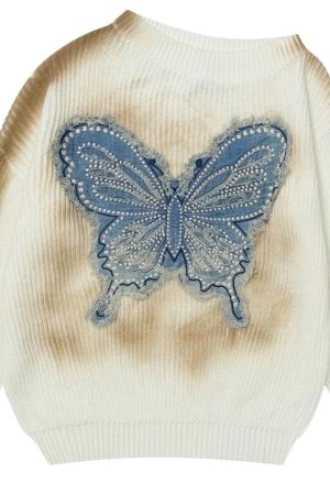 Cute Everyday Outfits, Outfit Inspo Casual Vintage Wash Butterfly Sweater