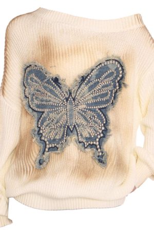 Cute Everyday Outfits, Outfit Inspo Casual Vintage Wash Butterfly Sweater