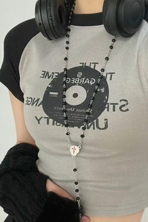 Cute Everyday Outfits, Outfit Inspo Casual Vinyl Print Crop Top