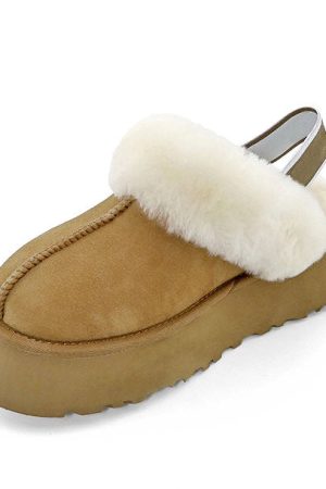 Cute Everyday Outfits, Outfit Inspo Casual Warm Sheepskin Platform Slippers