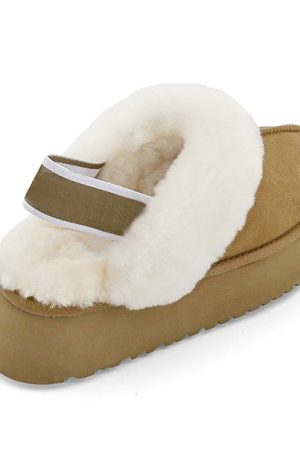 Cute Everyday Outfits, Outfit Inspo Casual Warm Sheepskin Platform Slippers