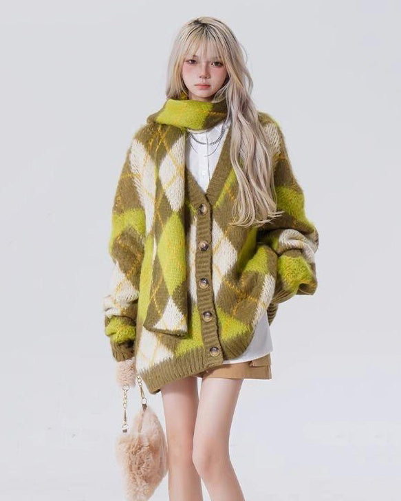 Cute Everyday Outfits, Outfit Inspo Casual Warm Vibes Green Argyle Cardigan Sweater Cute Everyday Outfits, Outfit Inspo Casual Warm Vibes Green Argyle Cardigan Sweater