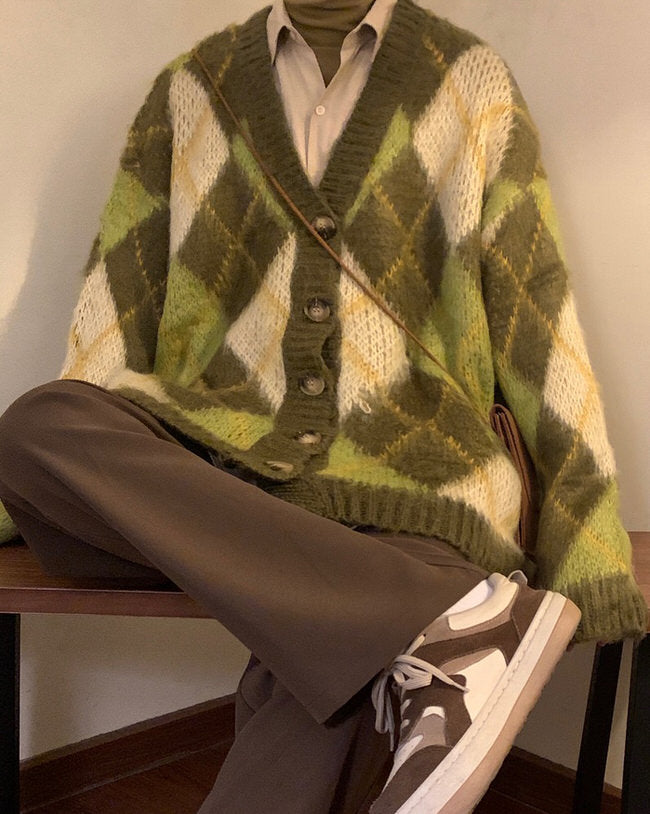Cute Everyday Outfits, Outfit Inspo Casual Warm Vibes Green Argyle Cardigan Sweater Cute Everyday Outfits, Outfit Inspo Casual Warm Vibes Green Argyle Cardigan Sweater