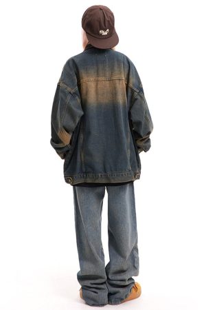 Cute Everyday Outfits, Outfit Inspo Casual Washed Brown Loose Denim Jacket