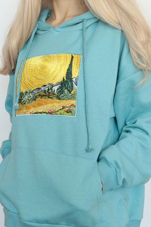 Cute Everyday Outfits, Outfit Inspo Casual Wheat Field with Cypresses Hoodie
