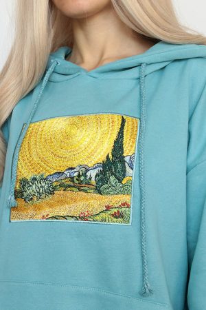 Cute Everyday Outfits, Outfit Inspo Casual Wheat Field with Cypresses Hoodie