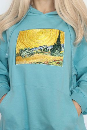 Cute Everyday Outfits, Outfit Inspo Casual Wheat Field with Cypresses Hoodie