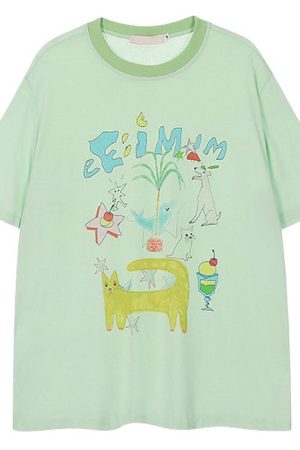 Cute Everyday Outfits, Outfit Inspo Casual Whimsical Doodle Graphic Tee