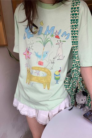 Cute Everyday Outfits, Outfit Inspo Casual Whimsical Doodle Graphic Tee
