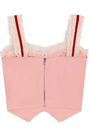 Cute Everyday Outfits, Outfit Inspo Casual White & Red Coquette Lace Corset Top