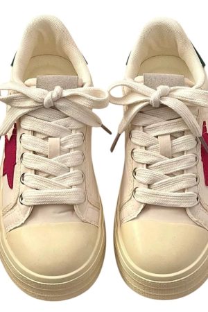 Cute Everyday Outfits, Outfit Inspo Casual White & Red Star Sneakers