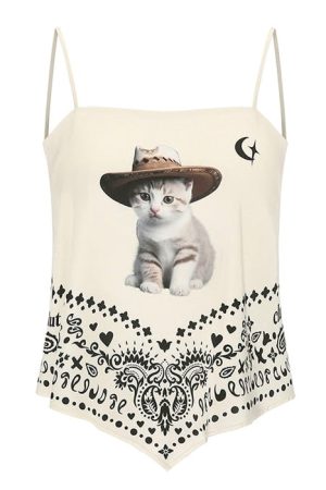 Cute Everyday Outfits, Outfit Inspo Casual Wild West Kitty Bandana Top