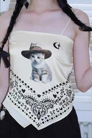 Cute Everyday Outfits, Outfit Inspo Casual Wild West Kitty Bandana Top