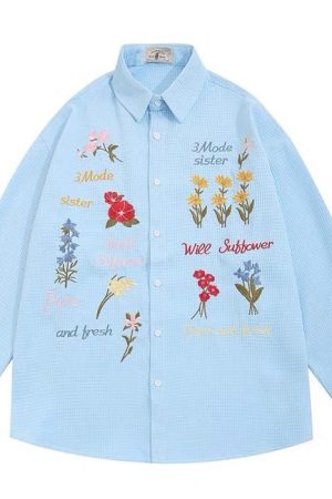 Cute Everyday Outfits, Outfit Inspo Casual Wildflowers Embroidery Shirt