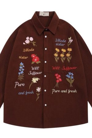 Cute Everyday Outfits, Outfit Inspo Casual Wildflowers Embroidery Shirt