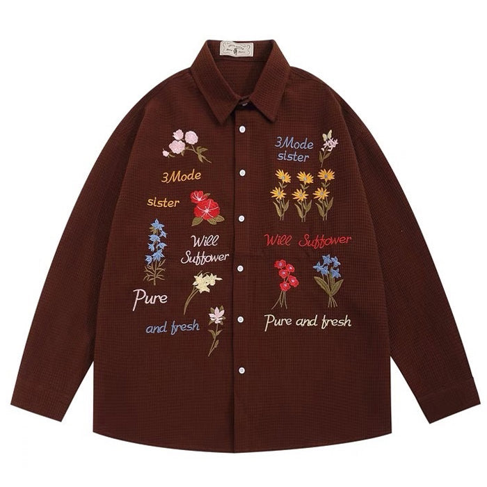Cute Everyday Outfits, Outfit Inspo Casual Wildflowers Embroidery Shirt