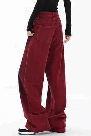 Cute Everyday Outfits, Outfit Inspo Casual Wine Red Faded Wide Leg Jeans