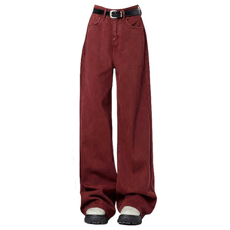Cute Everyday Outfits, Outfit Inspo Casual Wine Red Wide-Leg Jeans