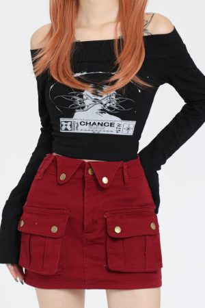 Cute Everyday Outfits, Outfit Inspo Casual Wine Red Zip Front Mini Skirt