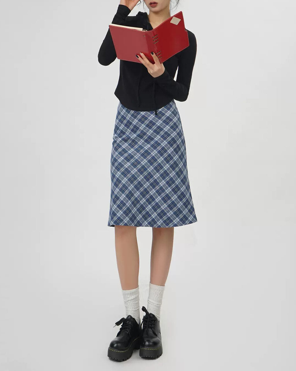 Cute Everyday Outfits, Outfit Inspo Casual Worry Less Blue Plaid Midi Skirt Cute Everyday Outfits, Outfit Inspo Casual Worry Less Blue Plaid Midi Skirt