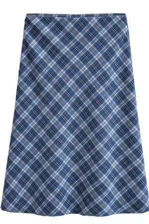 Cute Everyday Outfits, Outfit Inspo Casual Worry Less Blue Plaid Midi Skirt
