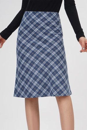 Cute Everyday Outfits, Outfit Inspo Casual Worry Less Blue Plaid Midi Skirt
