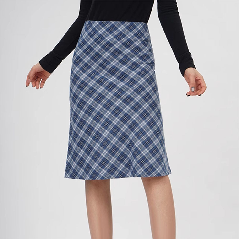 Cute Everyday Outfits, Outfit Inspo Casual Worry Less Blue Plaid Midi Skirt