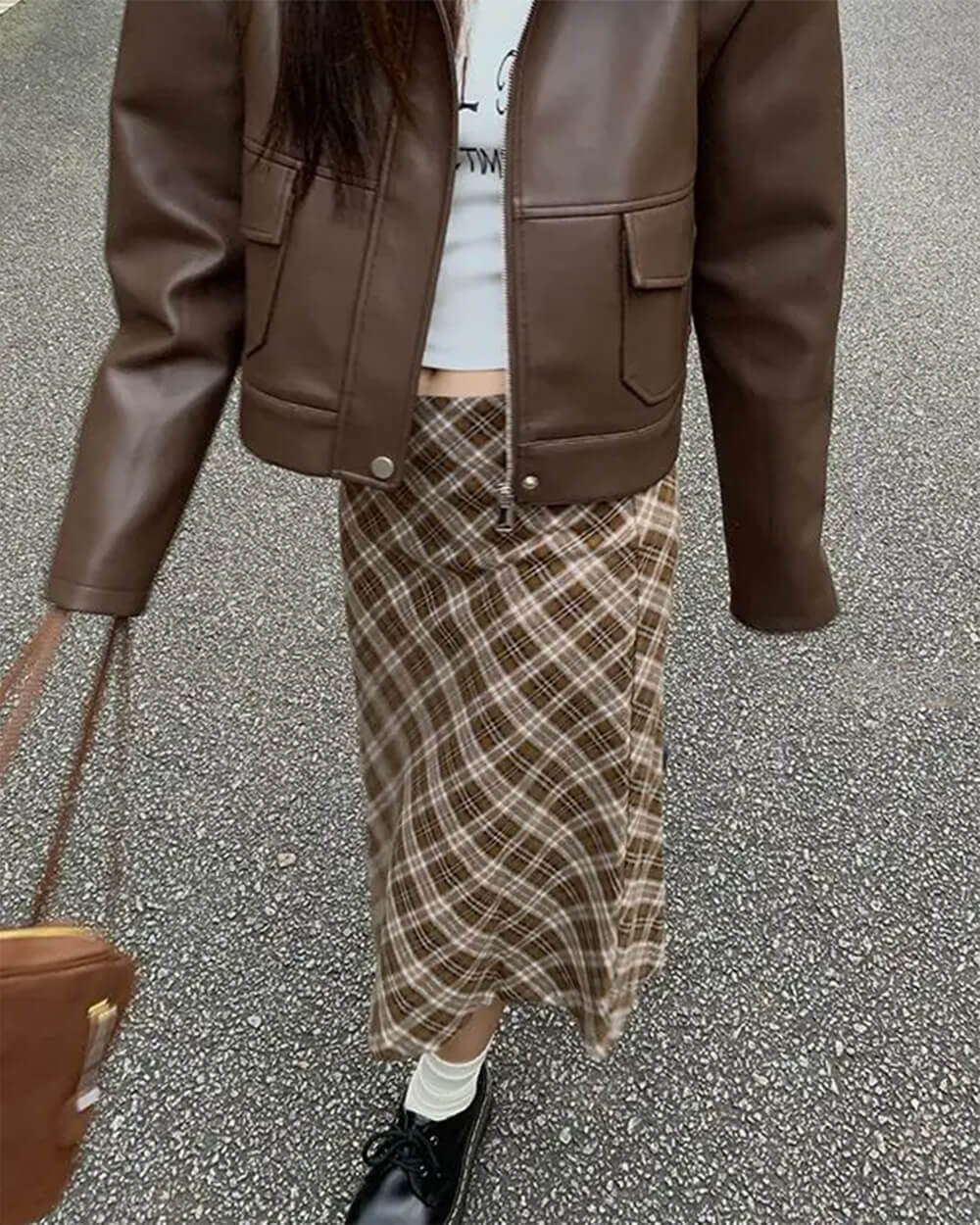Cute Everyday Outfits, Outfit Inspo Casual Worry Less Brown Plaid Midi Skirt Cute Everyday Outfits, Outfit Inspo Casual Worry Less Brown Plaid Midi Skirt