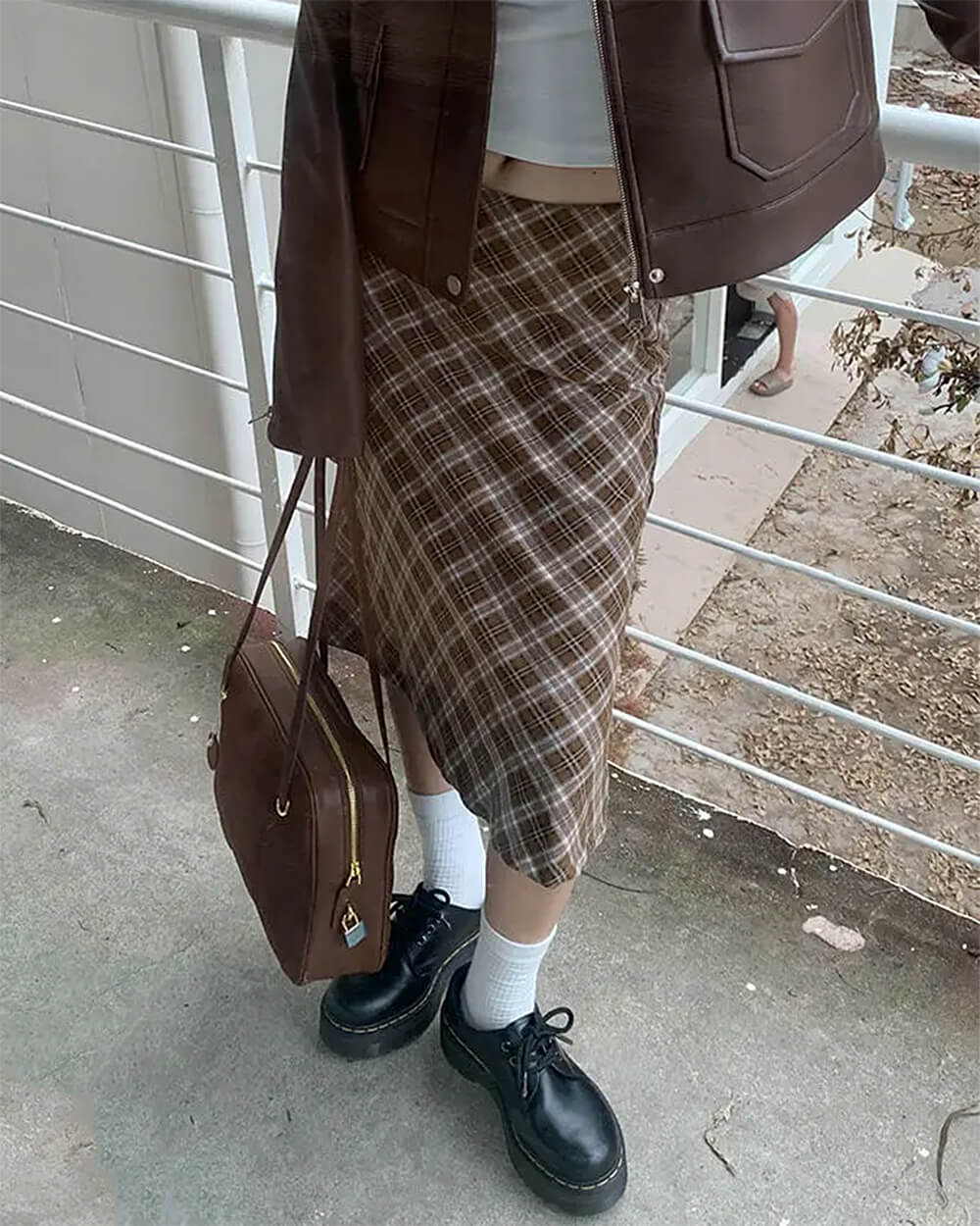 Cute Everyday Outfits, Outfit Inspo Casual Worry Less Brown Plaid Midi Skirt Cute Everyday Outfits, Outfit Inspo Casual Worry Less Brown Plaid Midi Skirt