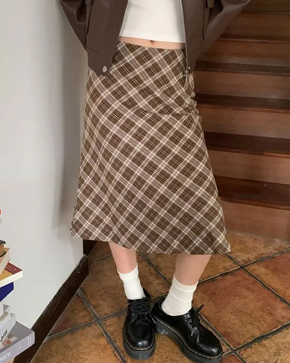 Cute Everyday Outfits, Outfit Inspo Casual Worry Less Brown Plaid Midi Skirt Cute Everyday Outfits, Outfit Inspo Casual Worry Less Brown Plaid Midi Skirt