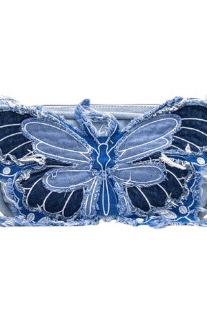 Cute Everyday Outfits, Outfit Inspo Casual Y2K Aesthetic Butterfly Denim Handbag