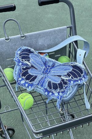 Cute Everyday Outfits, Outfit Inspo Casual Y2K Aesthetic Butterfly Denim Handbag